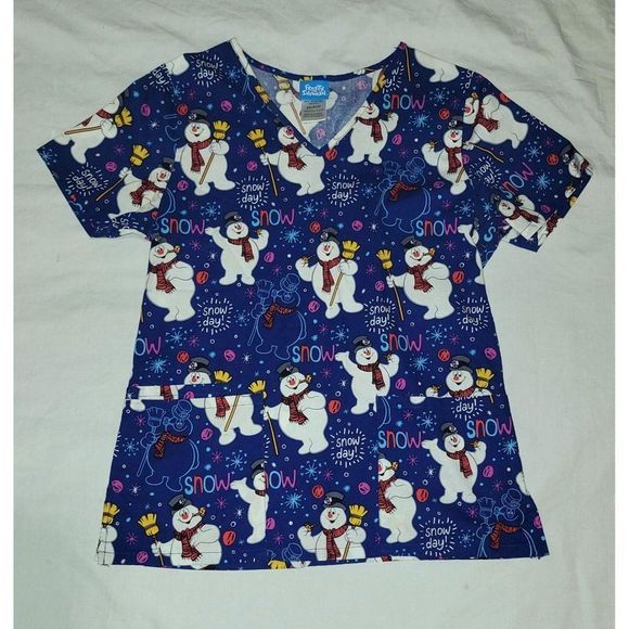 Disney Other - Disney Christmas Scrub Top Frosty the Snowman size Xsmall